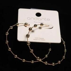 Gold Hoop and Drop Earrings Set with Beaded Accents